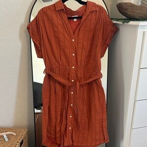 J. Crew Rust Orange Button-Up Dress